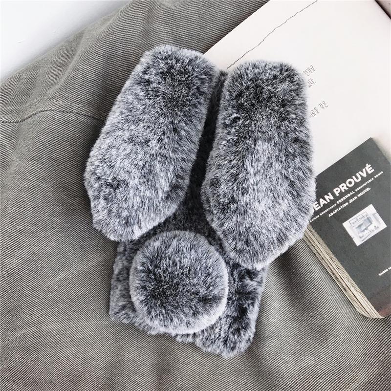 

Soft Fur Phone Case For Samsung Galaxy A70 A50 A40 A30s A20s A20e A10s A10e A01 A03 A04 Core Furry Rabbit Bunny Warm Plush Cover Galaxy A10 темно-серого