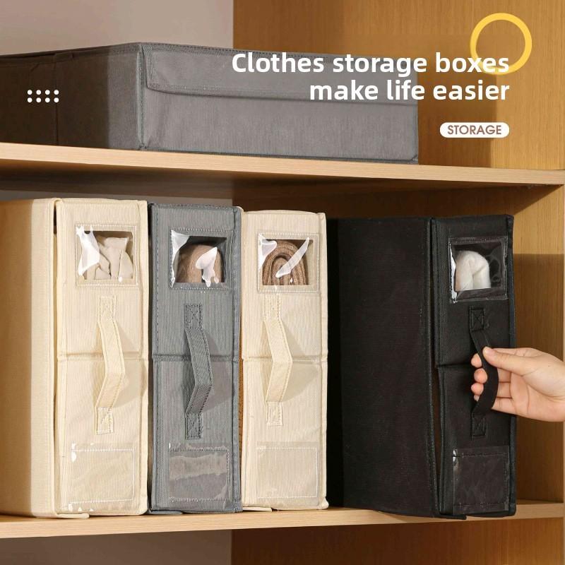 Modern Foldable Fabric Storage Bin With Lid For Bedroom Closet Organization