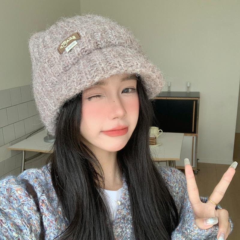 Autumn and Winter Hats Women's Big Head Circumference Knitted Wool Hats Cat Ears Cute Ear Protectors Cold Hats Fleece Thermal Hats