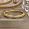 Shiny Geometric Micro Inlaid Rhinestone Stacked Bracelet for Women Delicate Gold Plated Copper Cuff Bangle Jewelry Gifts