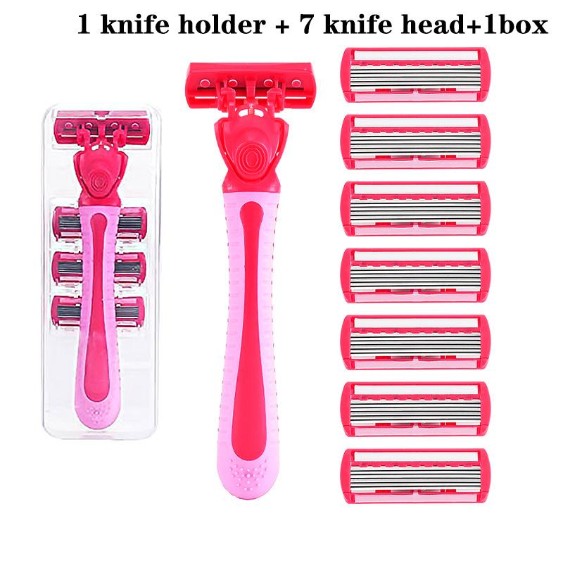 

Женская механическая безопасная бритва 6-слойные лезвия из нержавеющей стали для удаления волос для бритья Сменная бритвенная головка