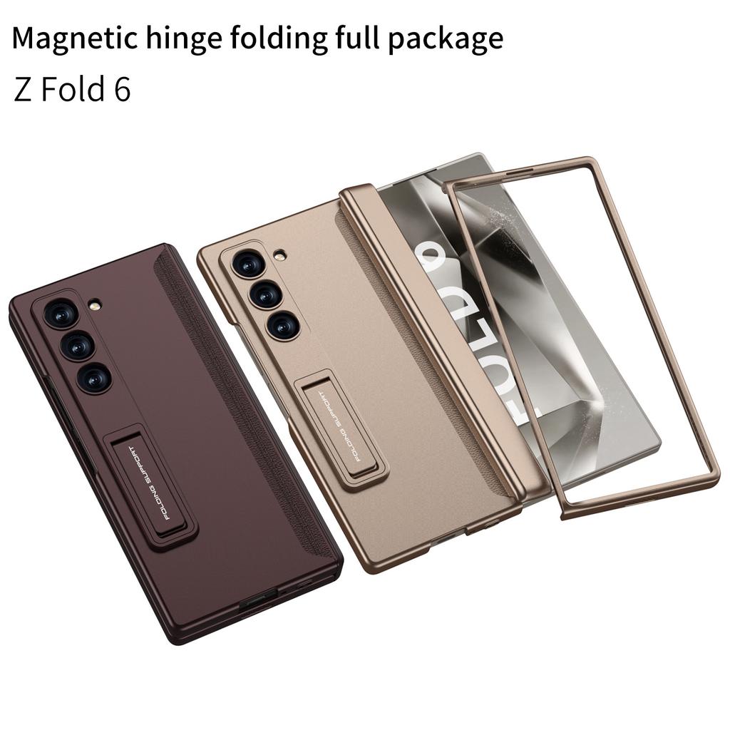 Magnetischer Klappschutzhülle für Samsung Galaxy Z Fold 6 7 Ständerabdeckung mit klarem gehärtetem Glas Displayschutz