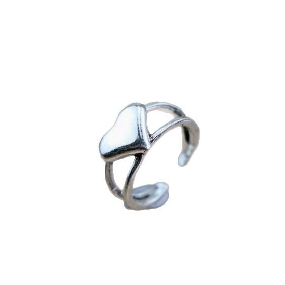 European & American Fashion Retro Smile Face Multi-layer Open Silver Ring - Trendy Korean Punk Simple Design for Women