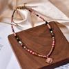 Elegant Bohemian Red Veined Stone Beaded Necklace with High-End Stainless Steel Clavicle Chain for Women
