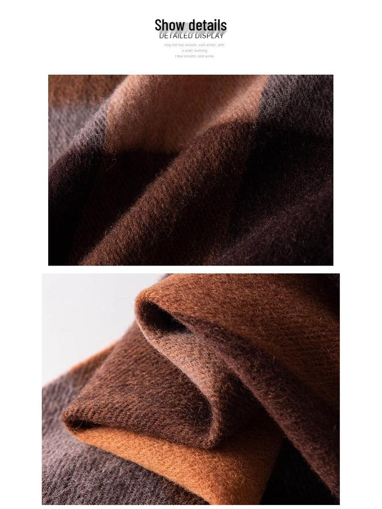 Elegant Korean-Style Plaid Wool Scarf with Tassels – Women's Autumn/Winter Neck Warmer Gift