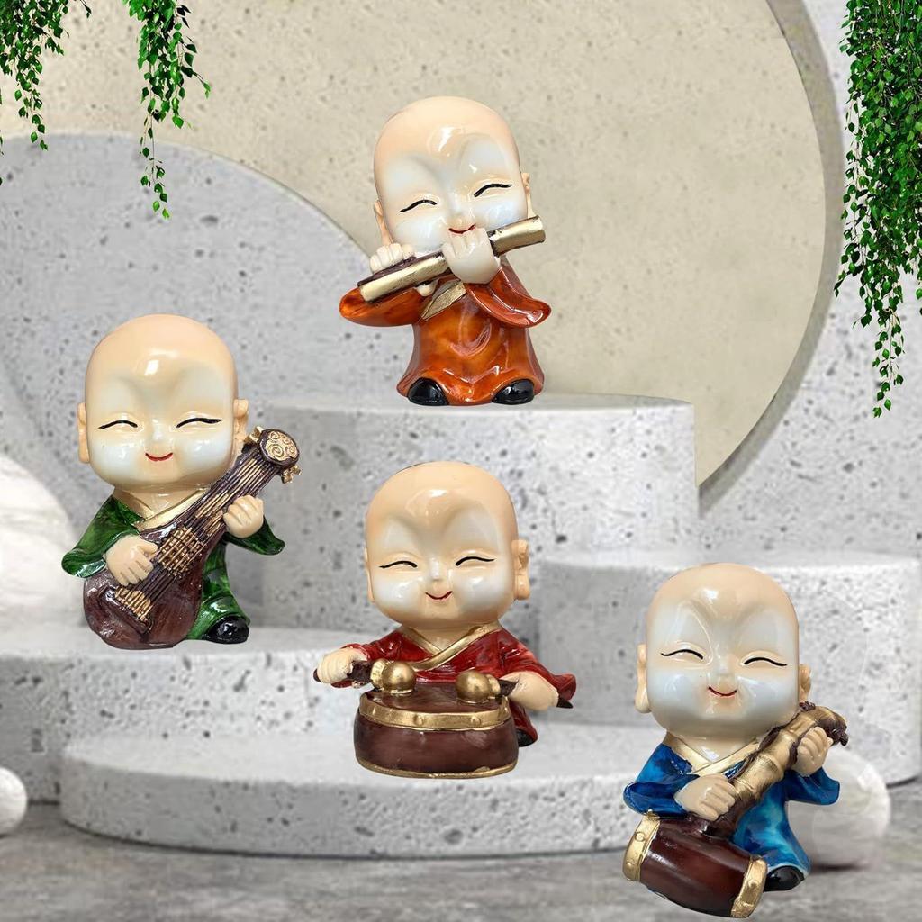 Musikalische Buddha-Dekoration für die Heimdekoration (4er-Pack, Mehrfarbig)