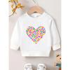 European Sizes Comfortable Soft Versatile Thin Colorful Heart Print Round Neck Sweatshirt for Kids 0-3 Years Old, Suitable for Outdoor Activities