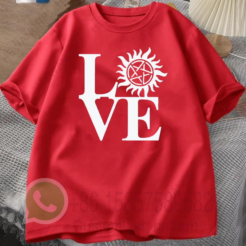 Supernatural Love Mens TShirt Mens Tracksuit Letter Printed Summer Casual Sportswear Round Neck Shortsleeved Cotton Pullover