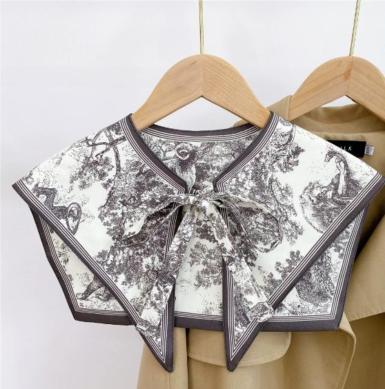 New Design Floral Shawl Fake Collar Women Detachable Collars Big Lapel False Collar Shoulder Wrap Scarf Clothing Accessories