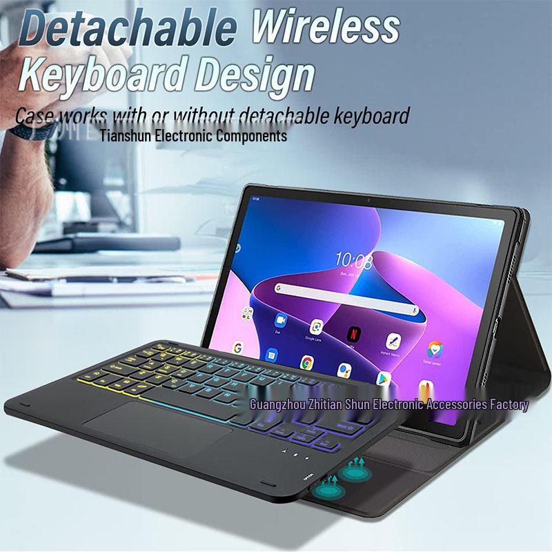 Lenovo M10 Plus 3rd Gen Protective Case with Colorful Backlit Bluetooth Keyboard for 10.6" Tablet (Brazil/Portugal)