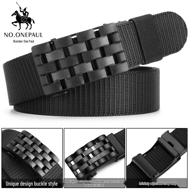 Men's Versatile Automatic Buckle Leather Belt for Jeans, Military, and Casual Wear
