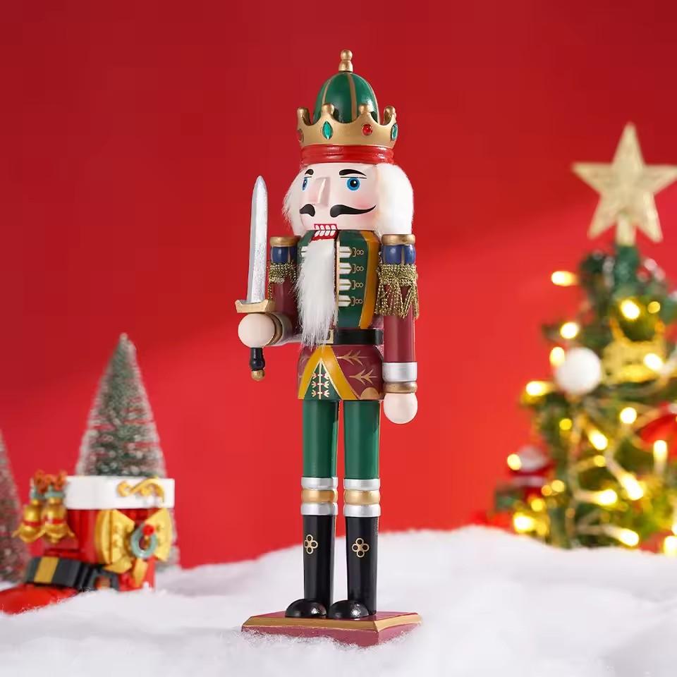 30cm Nutcracker Puppet Soldier Ornament Doll Merry Christmas Decoration Creative Gift Wooden Handicrafts Desktop Cute Ornament
