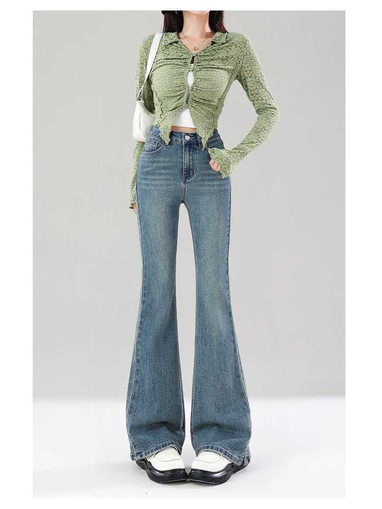 Vintage High-Waisted Slim Fit Petite Micro-Flare Jeans