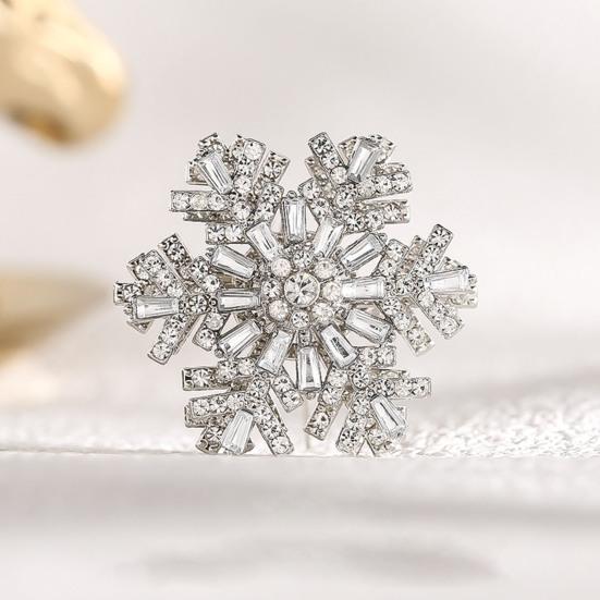 Otočná brož Vločka Dámská Kamínková Vločka Klopový odznak Dekorativní Třpytivá Brož Pin Šperky na Vánoce Svatbu Párty Outfit