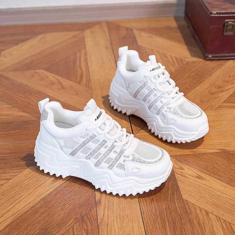 Summer Fashion Thick-soled Height-enhancing Versatile Women's Casual Sports White Shoes