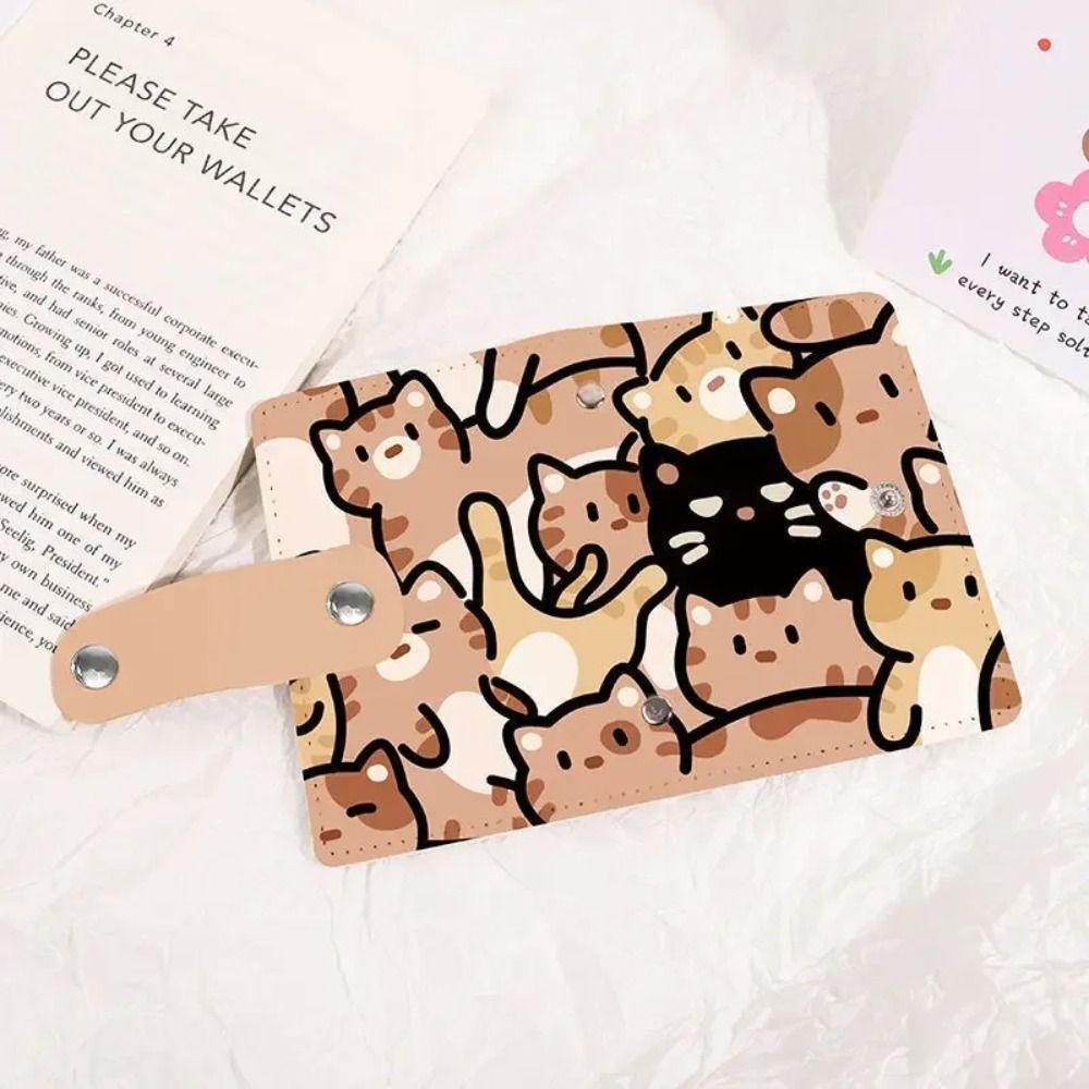 New Cartoon Cat Print Mini Wallet Large Capacity Card Holder Portable Cute Small ID Storage Bag Card Case Multi-Card Holder