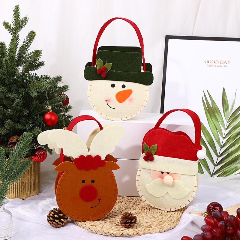 Christmas Eve Apple Double-Sided Tote Bag - Cute Candy Gift Bag