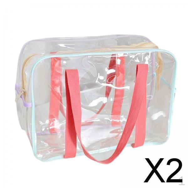 

2x Protable Wash Bag Shoulder Large Capacity Storage Handbag for Vacation Bathing Swimming