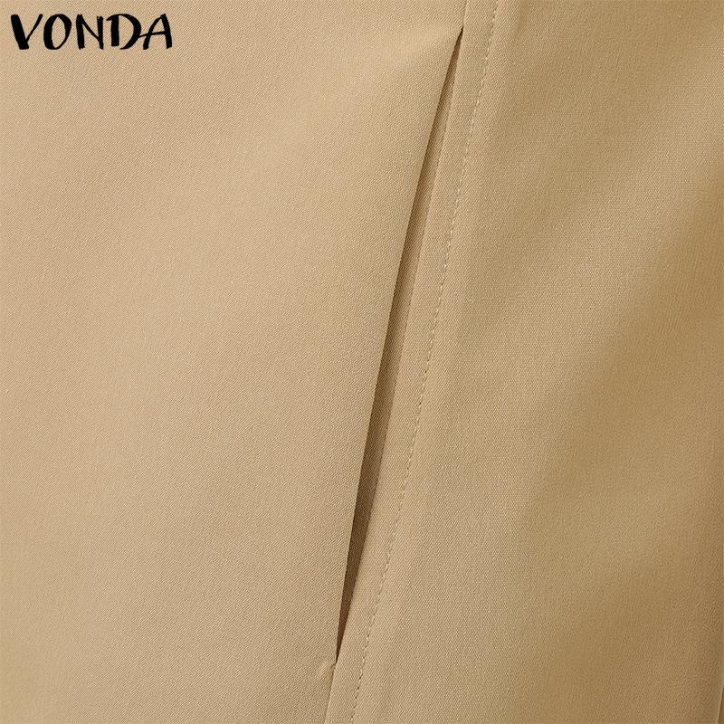 VONDA Summer Women Round Neck Sleeveless Casual A-Line Dress