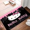 Hello Kitty Black Pink Print Floor Mat Non-slip Absorbent Bath Rug Cute Cartoon Entrance Doormat Soft Flannel Home Decor Carpet