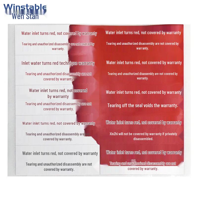 Water-Sensitive Red Color Changing Warranty Labels