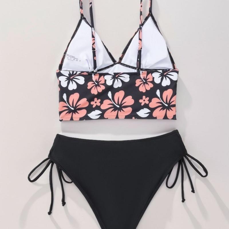 New printed lace-up seaside sexy bikini swimsuit swimsuit women