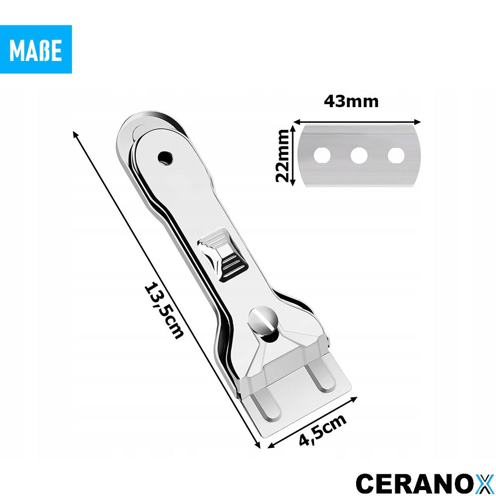 CERANOX Ceranfeldschaber Glasschaber, 5 Ersatzklingen Kochfeldschaber Reinigung