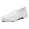 Herren Weiße Perforierte Leder Slip-On Krankenschwester Schuhe - Atmungsaktiv, Rutschfest, Verschleißfest, Lässige Flache Sohle Board Schuhe