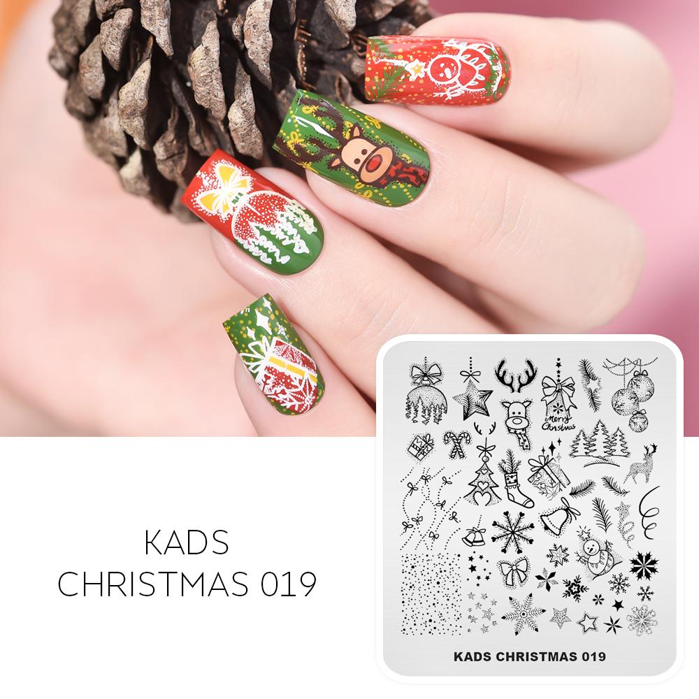 kads Weihnachten 019 Nagelstempelplatte Elchglocken Schneeflocken Muster Nail Art Vorlage Winter Bild Werkzeug zum Stempeln