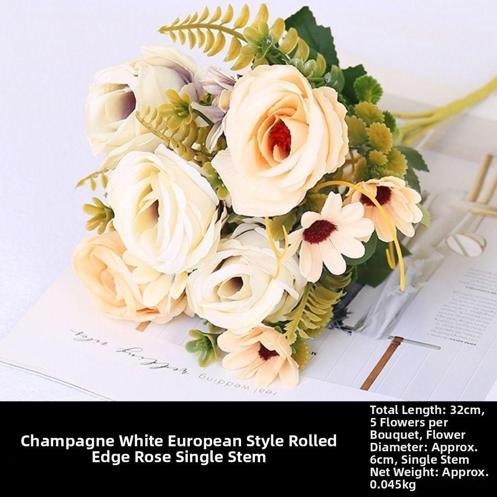 Curled Simulated Rose DIY Party Decoration Wedding Fake Flowers New Vintage Silk Rose  Home Decor белый