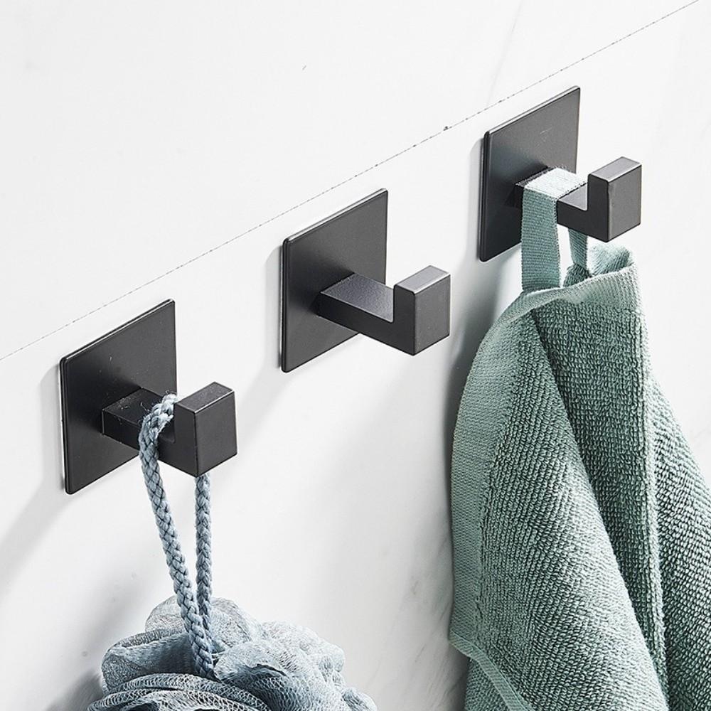 1pc Practical Self-Adhesive Adhesive Wall Hooks Aluminum Wall Mounted Towel Hooks Strong Rust-Proof Robe Hook for Closet