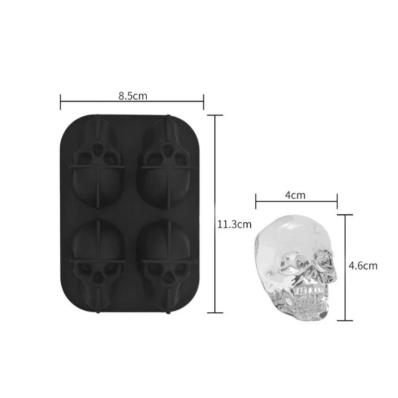 Silicone Skull 3D Flexible Ice Cube Trays Ice Ball Mold For Freezer Whisky BPA Free Ice Tray Horror Skull Head Cocktail Ice Ball
