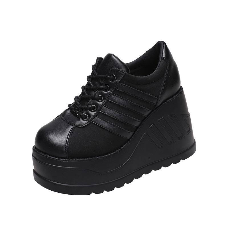 

Туфли-лодочки на танкетке, женские туфли на платформе-маффин с ремешком, повседневные туфли на высокой подошве 42 чёрный