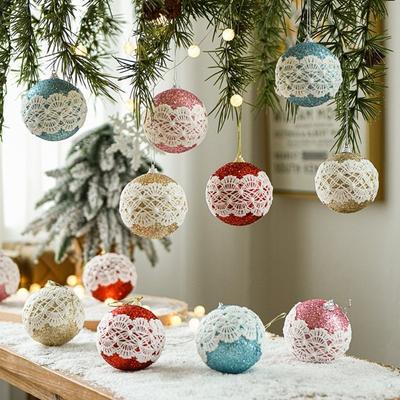New 8cm Christmas Ball Lace Foam Xmas Tree Ornament Christmas Supplies New Year