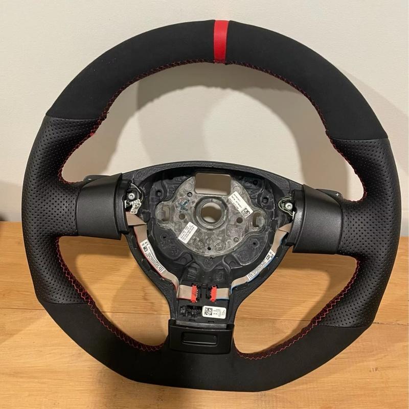 Black Suede Leather Car Steering Wheel