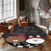 Popular Line Friends Pattern Circular Rug Kids Bedroom Flannel Carpet  Playroom Anti-Skid Floor Mat Decor