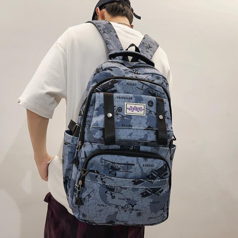 Большая вместимость школьный рюкзак для школьников с принтом для мужчин легкий рюкзак — фото 20