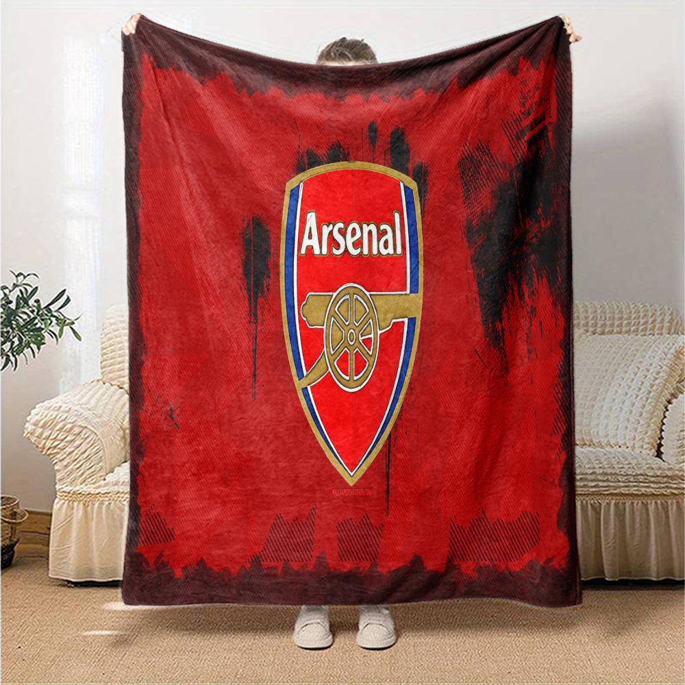 Coperta in Flanella con Stemma dell'Arsenal Football Club, Poliestere Morbido, Design Moderno, Per Tutte le Stagioni per Campeggio, Viaggi, Regali per Feste o Compleanni
