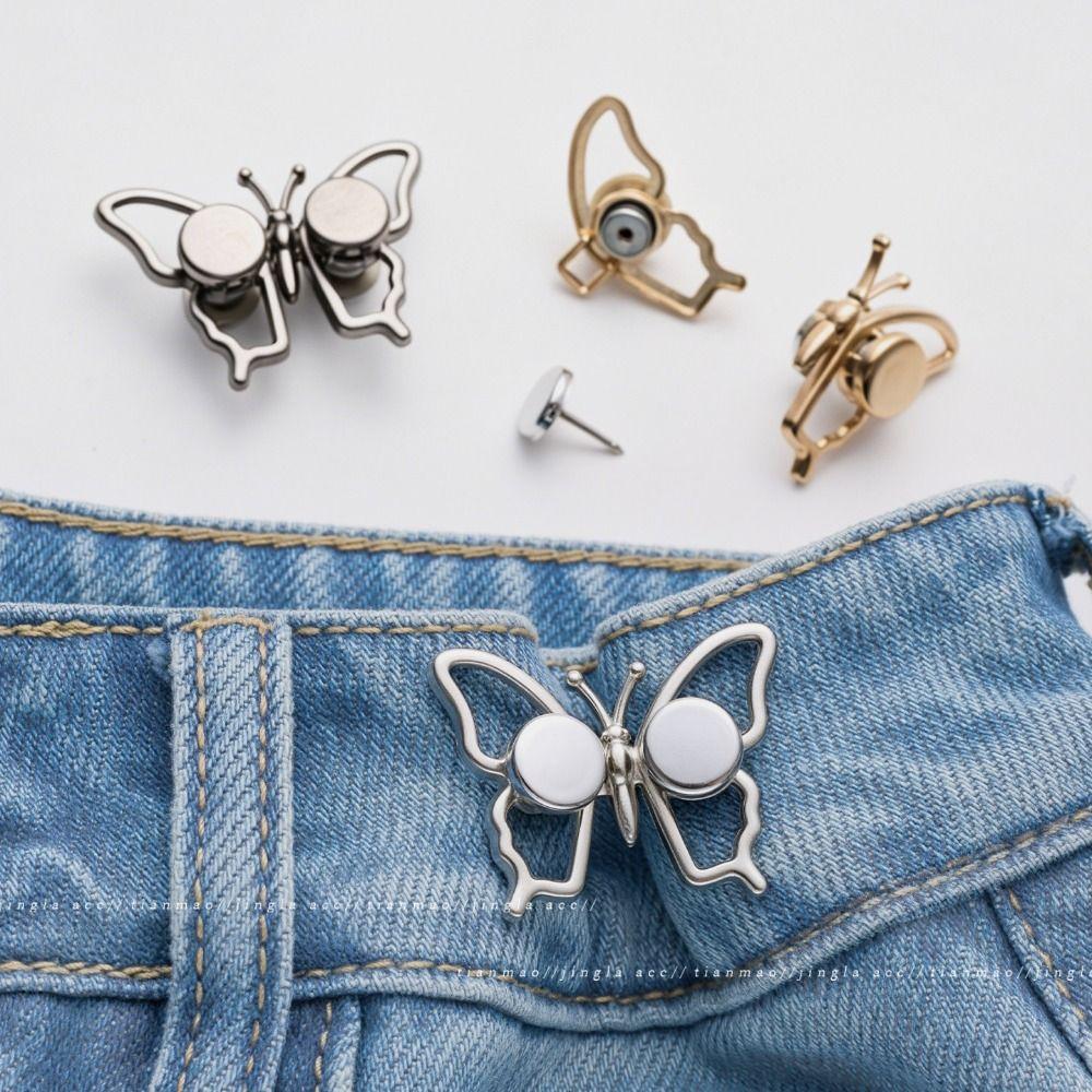 Alloy Butterfly Waist Buckle Butterfly Shape Detachable Clothing Waist Buckle Adjustable No Sew Waist Cinch Buckle Jeans Wear