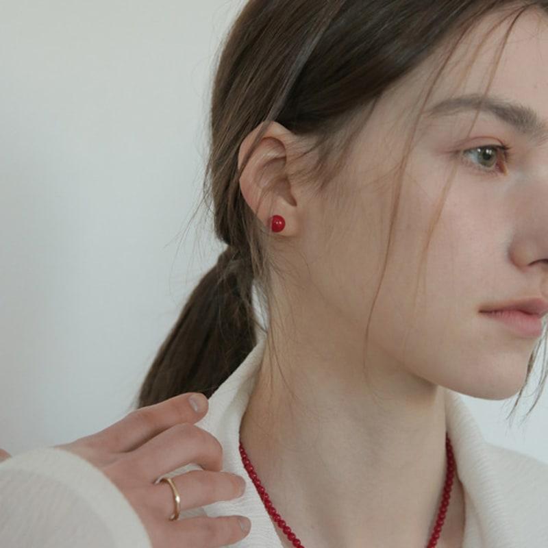 Modernlike 14k GF Silver Coral Red Quartz Crystal Heart Necklace 2P Set