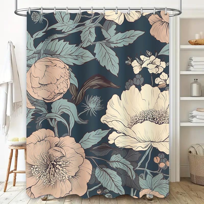 Large floral shower curtain waterproof bathroom decor elegant romantic home accessories custom size options available