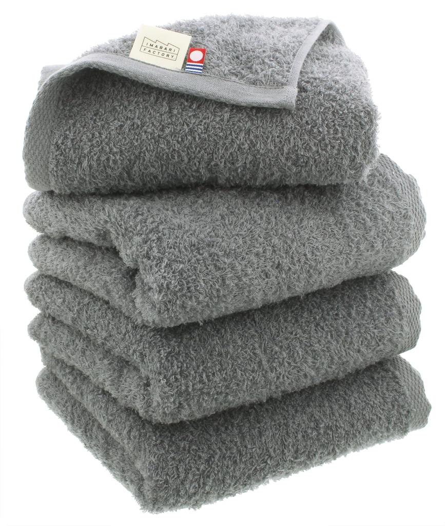 Imabari Factory Imabari Towel Certified Face Towels, Made in Japan, Dark Gray, Approx. 80 x 34 cm, Set of 4