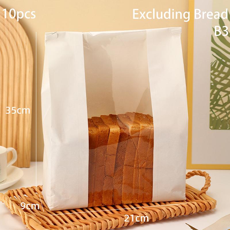 New 10 PCS Iron Wire Kraft Paper Window Toast Bread Cookies Packaging Bag Baking Biscuit Oil Proof Slice Cake Storage Pouches