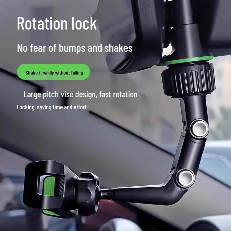 Adjustable Car Rearview Mirror Phone Holder - Shockproof, Rotating, Universal Navigation Bracket