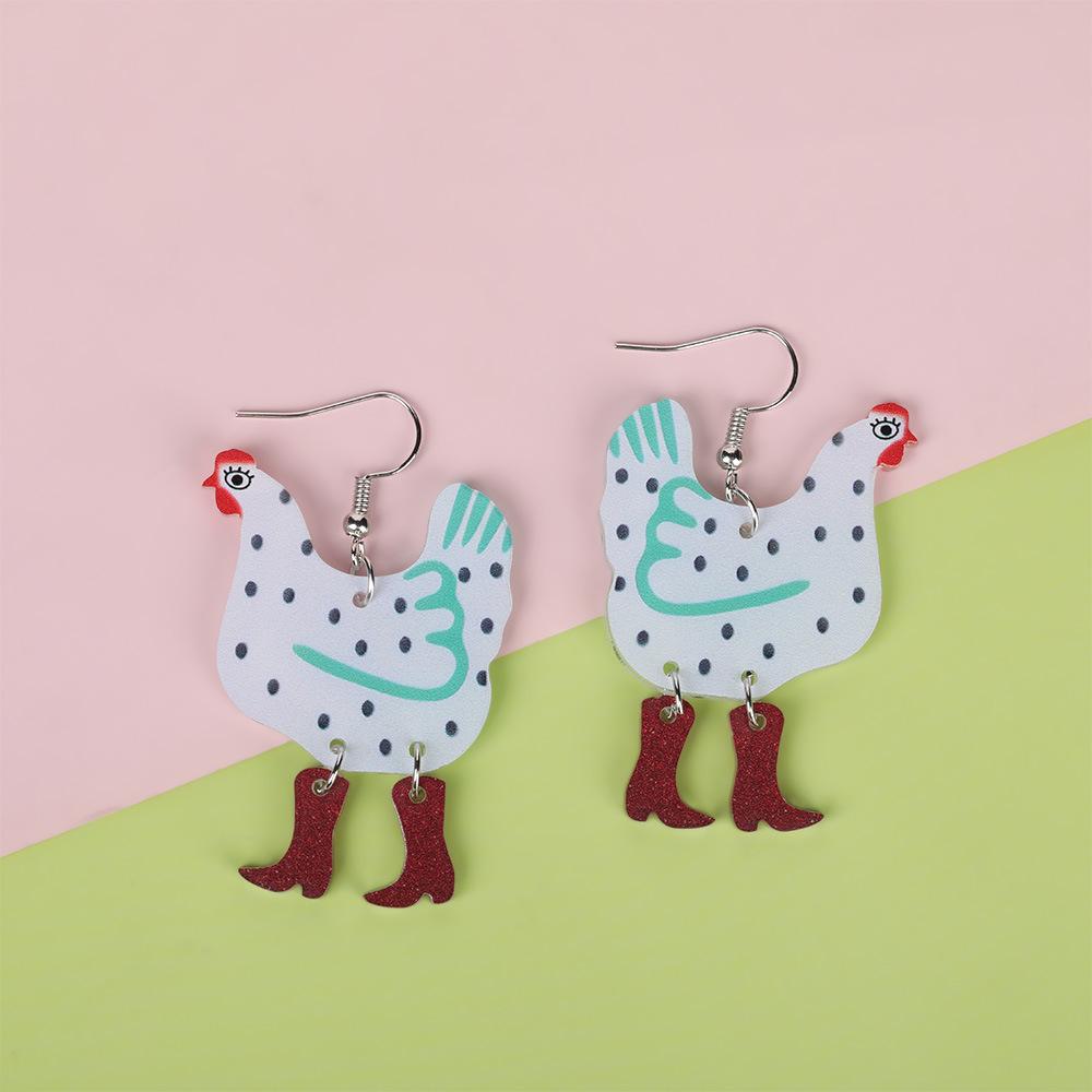 

Cartoon Colored Hen Shaped Earrings And Earrings One Size белый