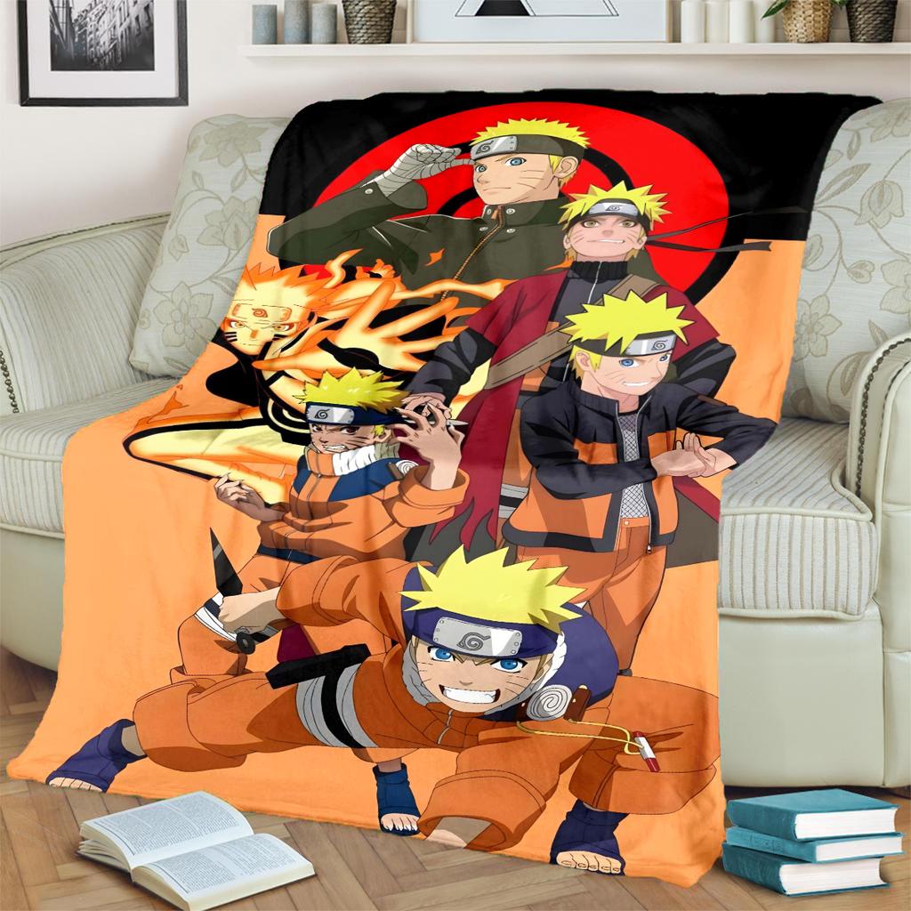 Anime-Naruto Print Blanket Warm Comfortable Flannel Blanket for Bedrooms, Sofas, Beds, Chairs, Picnics, Travel -LXR73