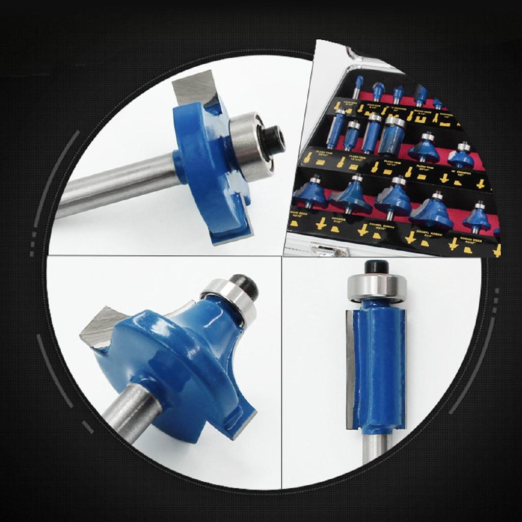 1/4 palcová fréza na dřevo, stopka, sada frézovacích bitů, 35 ks pro řezací sadu s elektrickým vyžínačem, ořezávací obráběcí stroj 6,35 mm