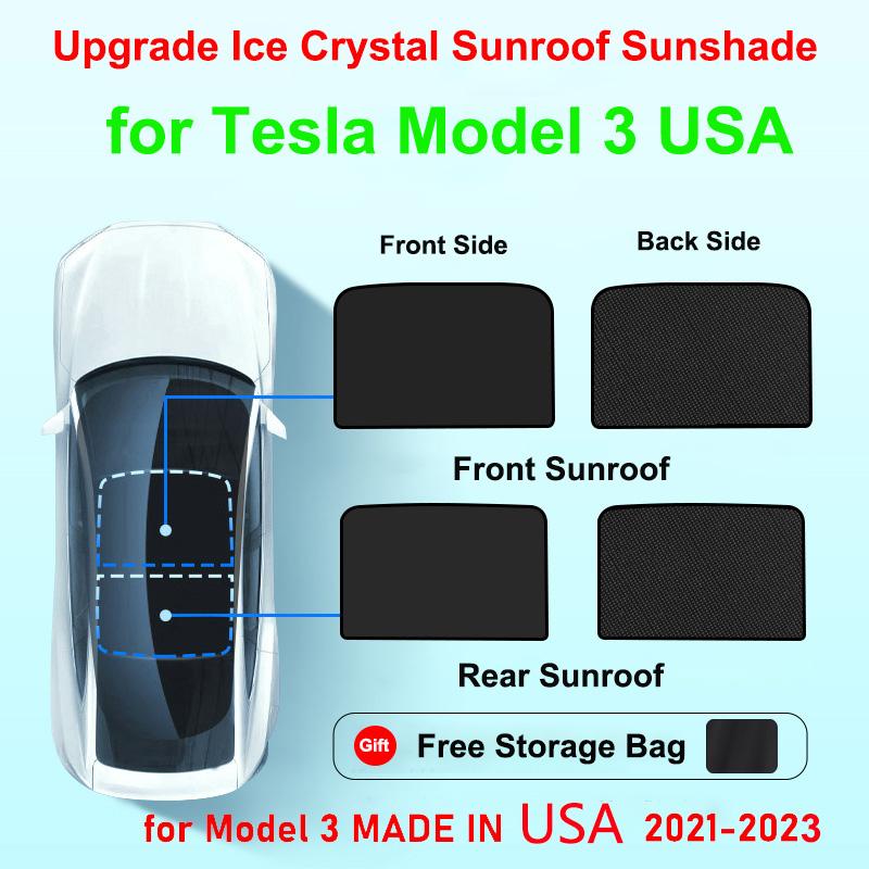 Sunroof Sunshades For Tesla Model 3 Y Juniper Highland 2020-2026 2025 Ice Cloth Buckle Front Rear Skylight Glass Roof Sun ShadeWindshield Sunshades 1