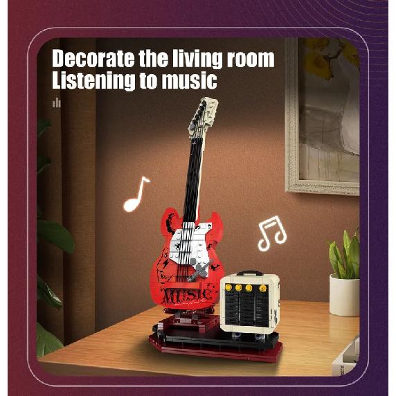Assembling Guitar Blocks Can Be Connected To Bluetooth Speakers,home Decor,creative Small Particle Assembly Toys