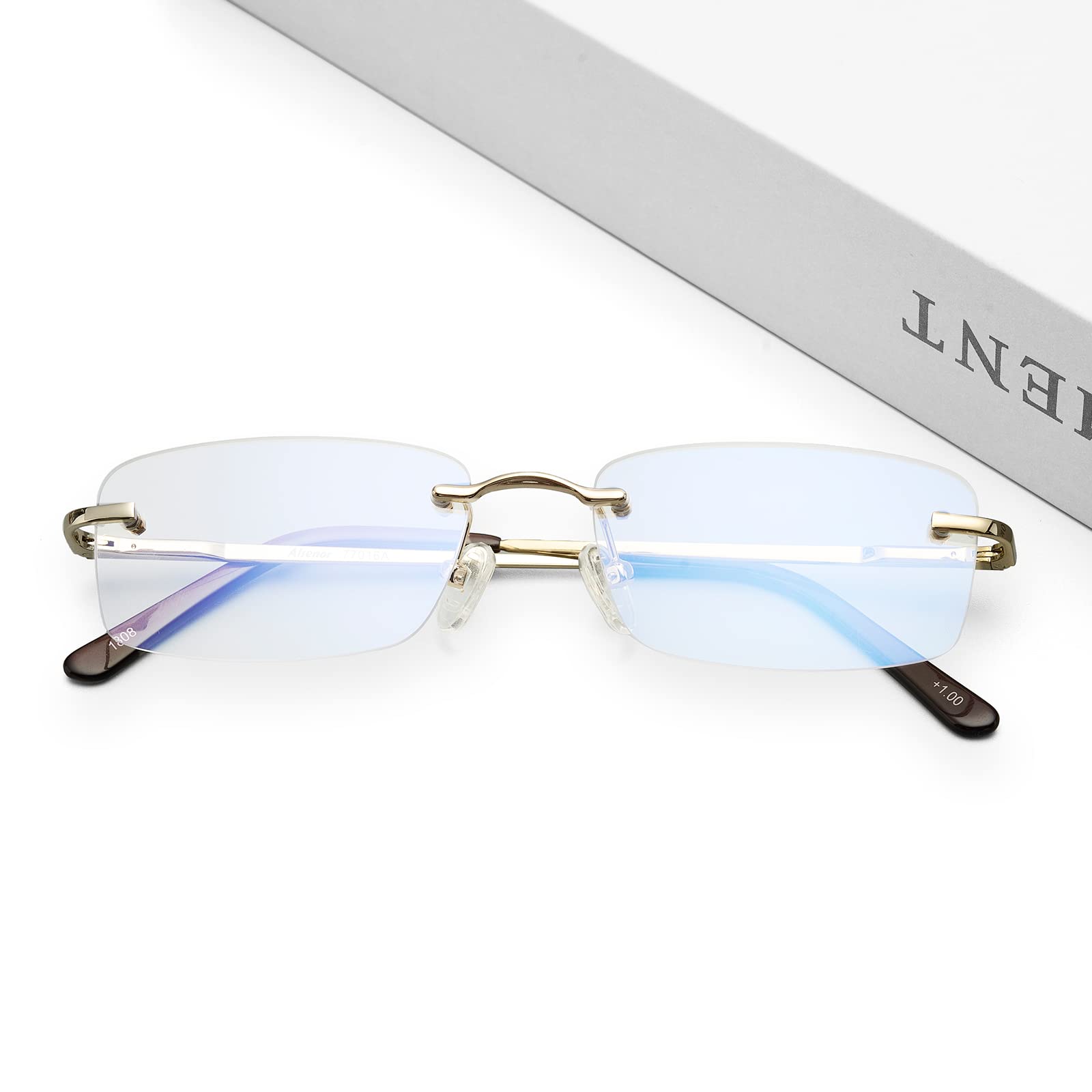 

Очки для чтения без оправы с синим светом, интеллектуальные, без оправы, для чтения, унисекс, фирменные очки для ПК [CEETOL], стильные, мужские, женские, режущие, золотой